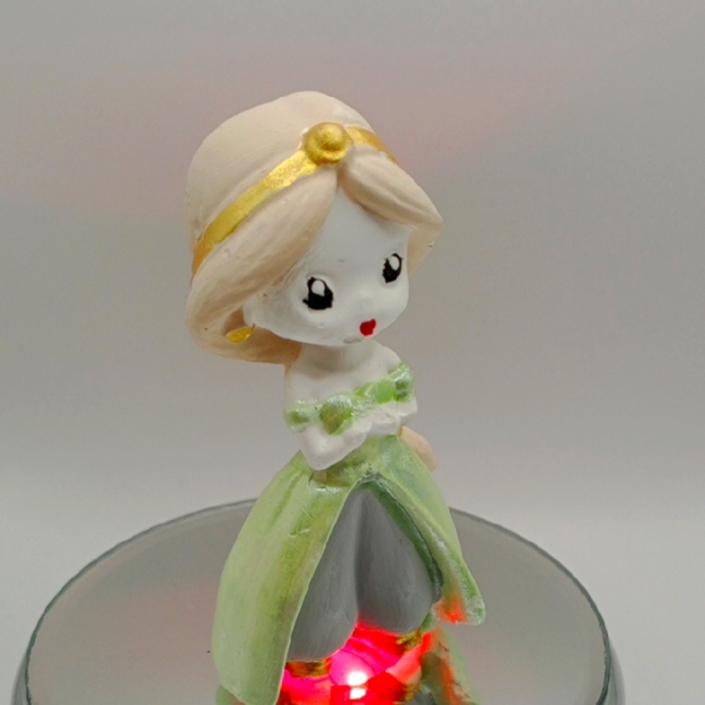 NEW Hand Made 💕 Charming Figurine with Green Dress and Gold Accents